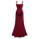 Quiana Red Ruched Corset Maxi Dress - Aura Muse