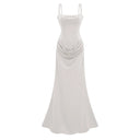 Quiana White Ruched Corset Maxi Dress - Aura Muse