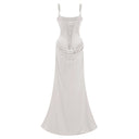 Quiana White Ruched Corset Maxi Dress - Aura Muse
