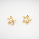 Radiant floral faux - pearl stud earrings - Aura Muse