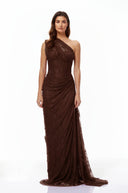 Ramona Brown Floral Lace Maxi Gown - Aura Muse