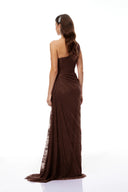 Ramona Brown Floral Lace Maxi Gown - Aura Muse