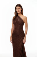 Ramona Brown Floral Lace Maxi Gown - Aura Muse