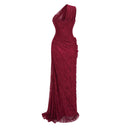 Ramona Ruby Red Floral Lace Maxi Gown - Aura Muse