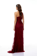 Ramona Ruby Red Floral Lace Maxi Gown - Aura Muse