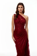 Ramona Ruby Red Floral Lace Maxi Gown - Aura Muse
