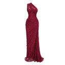 Ramona Ruby Red Floral Lace Maxi Gown - Aura Muse