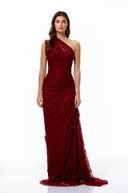 Ramona Ruby Red Floral Lace Maxi Gown - Aura Muse
