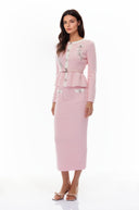 Rauðdís Pink Sequined Knit Cardigan & Skirt Set - Aura Muse