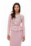Rauðdís Pink Sequined Knit Cardigan & Skirt Set - Aura Muse