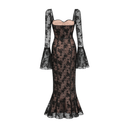 Ravenna Black Flared Lace Maxi Dress - Aura Muse