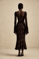 Ravenna Black Flared Lace Maxi Dress - Aura Muse