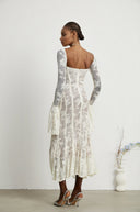 Ravenna White Flared Lace Maxi Dress - Aura Muse