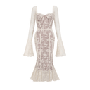Ravenna White Flared Lace Maxi Dress - Aura Muse