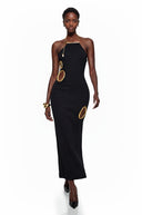 Raymonde Black Open Back Embellished Maxi Dress - Aura Muse