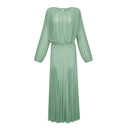 Renata Green Lantern Sleeve Pleated Maxi Dress - Aura Muse