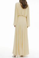 Renata Yellow Lantern Sleeve Pleated Maxi Dress - Aura Muse