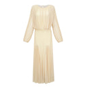 Renata Yellow Lantern Sleeve Pleated Maxi Dress - Aura Muse