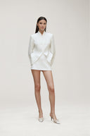 Renée White Barrel Design Jacket & Skirt Set - Aura Muse