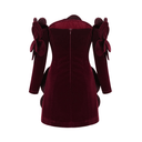 Rhea Burgundy Velvet Rosette Mini Dress - Aura Muse