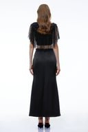 Riga Black Lace Ruffled Cape Top - Aura Muse