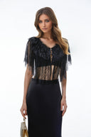 Riga Black Lace Ruffled Cape Top - Aura Muse