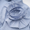Rory Blue 3D Petal Pinstriped Shirt - Aura Muse