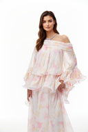Rosa White Floral Print Ruffled Maxi Dress - Aura Muse