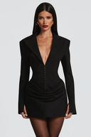 Rosalie Black Ruched Blazer Mini Dress - Aura Muse