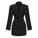 Rosalie Black Ruched Blazer Mini Dress - Aura Muse