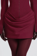Rosalie Burgundy Ruched Blazer Mini Dress - Aura Muse