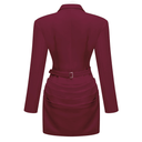 Rosalie Burgundy Ruched Blazer Mini Dress - Aura Muse