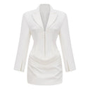 Rosalie White Ruched Blazer Mini Dress - Aura Muse