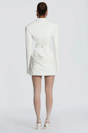 Rosalie White Ruched Blazer Mini Dress - Aura Muse