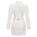 Rosalie White Ruched Blazer Mini Dress - Aura Muse
