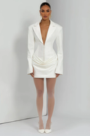 Rosalie White Ruched Blazer Mini Dress - Aura Muse