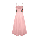 Roseline floral-embroidered shirred maxi dress in Pink - Aura Muse