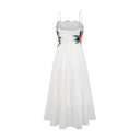 Roseline floral-embroidered shirred maxi dress in White - Aura Muse