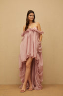 Roslyn Pink Glossy Bubble Hem Mini Dress - Aura Muse