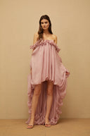 Roslyn Pink Glossy Bubble Hem Mini Dress - Aura Muse