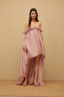 Roslyn Pink Glossy Bubble Hem Mini Dress - Aura Muse
