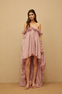 Roslyn Pink Glossy Bubble Hem Mini Dress - Aura Muse