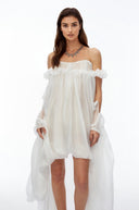Roslyn White Glossy Bubble Hem Mini Dress - Aura Muse