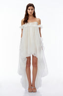 Roslyn White Glossy Bubble Hem Mini Dress - Aura Muse