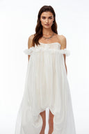 Roslyn White Glossy Bubble Hem Mini Dress - Aura Muse