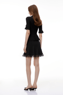 Sancia Black Stretch Knit Lace Mini Dress - Aura Muse