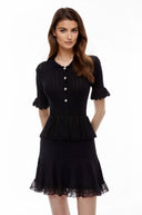 Sancia Black Stretch Knit Lace Mini Dress - Aura Muse