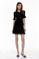 Sancia Black Stretch Knit Lace Mini Dress - Aura Muse
