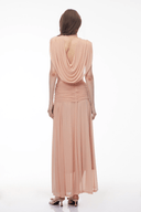 Sandra Blush Pink V - Neck Cross Front Ruched Maxi Dress - Aura Muse