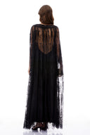 Sappho Black Semi-Sheer Lace Maxi Dress - Aura Muse